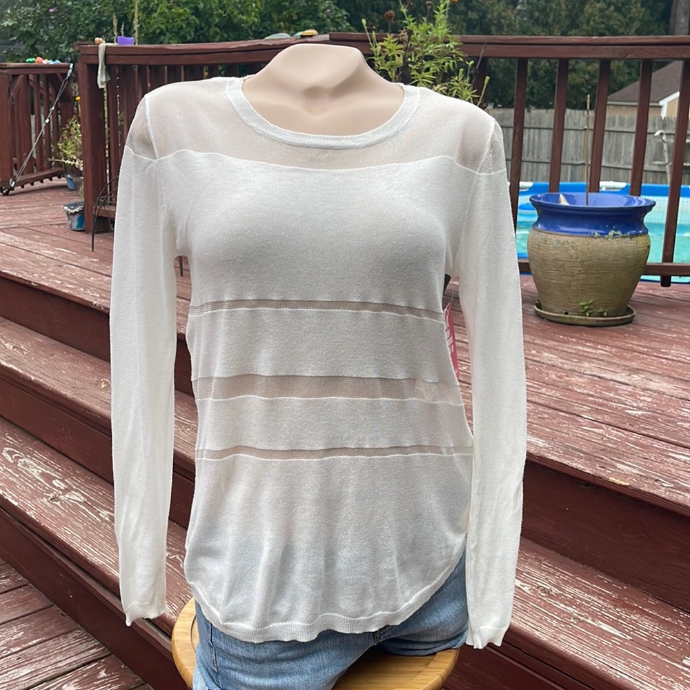 MINKPINK Size XS White L/S Semi-Sheer Top- Tags Attached - Child of the Night